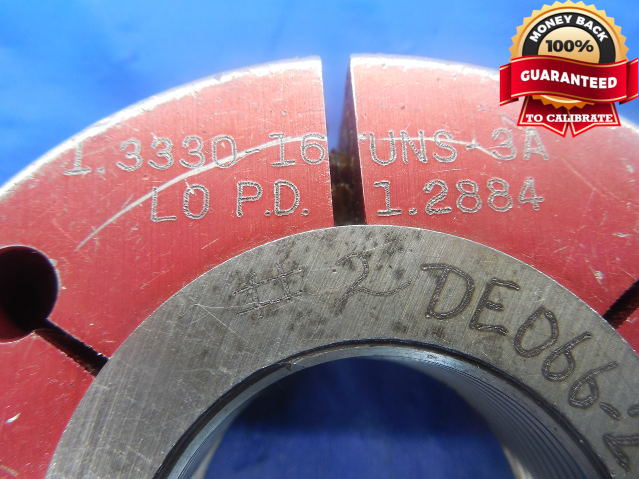 1.3330 16 UNS 3A THREAD RING GAGES 1.333 GO NO GO P.D.'S = 1.2924 & 1.2884 NS-3A - DW3223RD